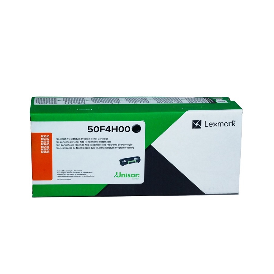 Toner Laser Lexmark 50F4H00 Negro, Alto Rendimiento Hasta 5,000 Paginas, Para Modelos Ms610, Ms410 , Ms315, Ms415, Ms310, Ms310, Ms610, Ms312