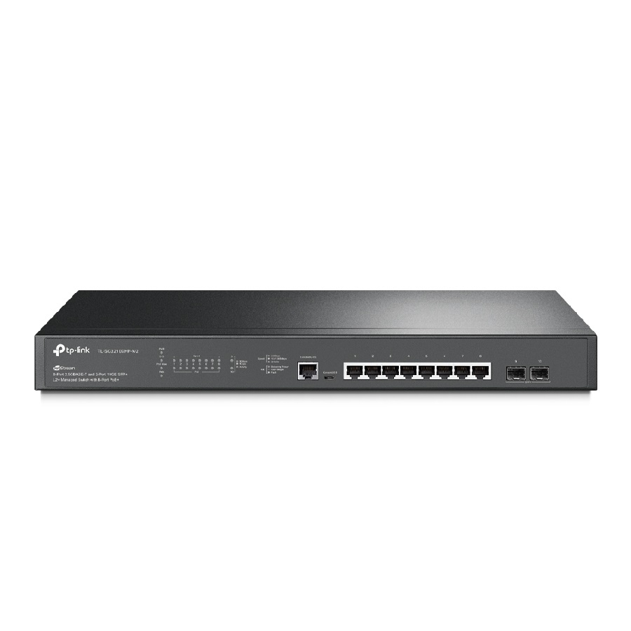Switch Tp-Link Tl-Sg3210Xhp-M2 8 Puertos Rj45 Gigabit 100/1000/2500 Mbps Poe Administrable Con 2 Ranuras 10G Sfp 1 Rj45 Consola Y 1 Micro-Usb Consola L2 Jetstream Para Rack 19 Pulgadas