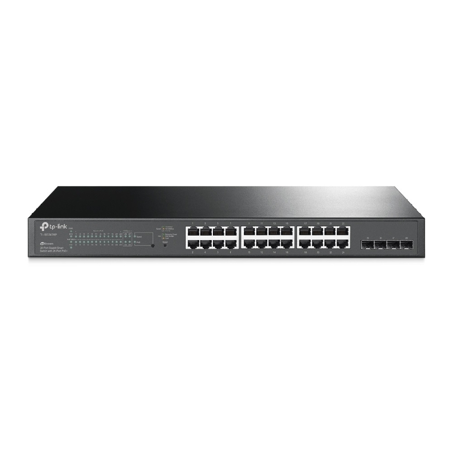 Switch Tp-Link Tl-Sg2428P 24 Puertos Rj45 Gigabit 10/100/1000 Mbps Poe Con 4 Ranuras Sfp Gigabit Negociacion Automatica / Auto Mdi / Mdix Para Rack De 19 Pulgadas
