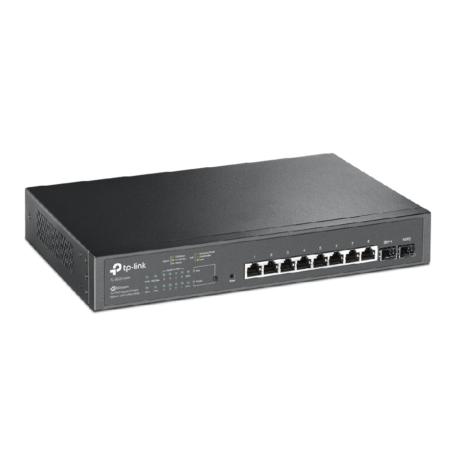 Switch Tp-Link Tl-Sg2210Mp Gigabit Administrable Omada Sdn 8 Puertos Poe Capa 2 Con 2 Ranuras Sfp Gigabit 802.3At/Af 150W Para Escritorio O Rack