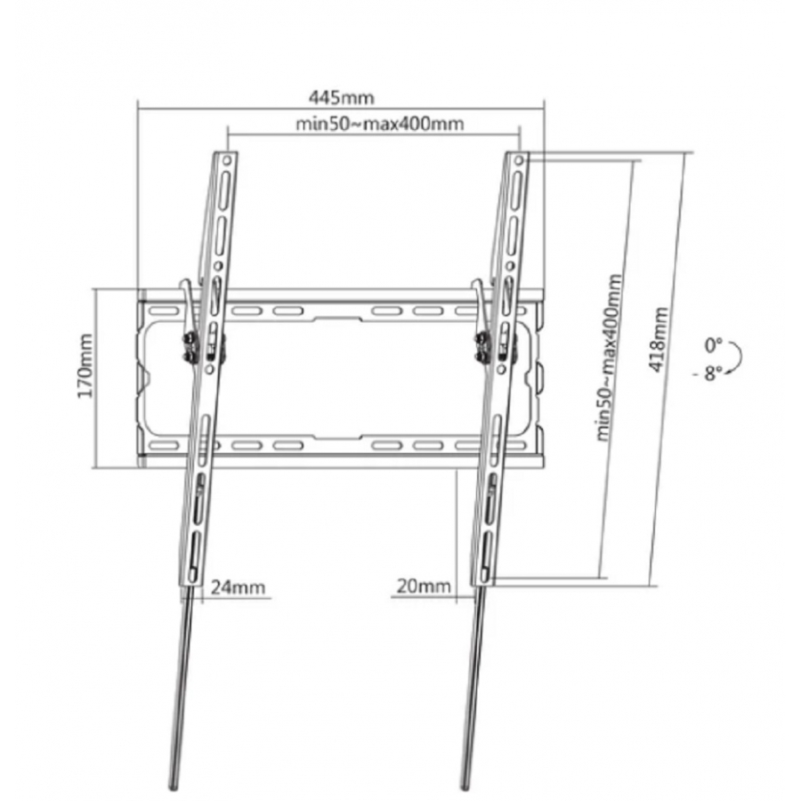 Soporte Tv P/Pared , Manhattan ,462402, 45Kg, 32 A 70 Inclinación