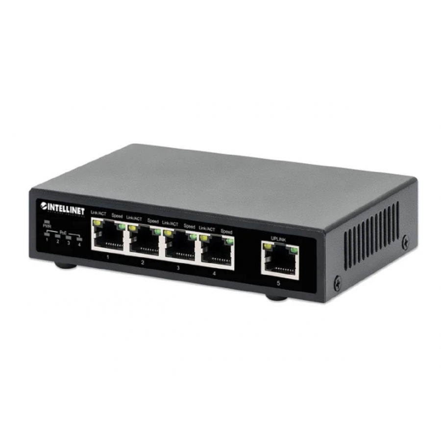Poe Switch , Intellinet, 561839, Gb  5 Ptos 30W/Pto, 62W
