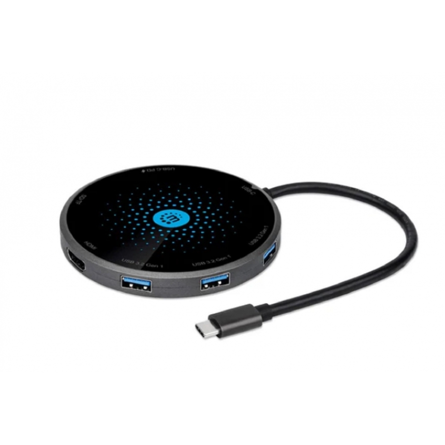 Docking Usb, Manhattan,166560,-C  8 Ptos, Hdmi, Usb-C Pd,3Xusb-A,Carga Inalambrica
