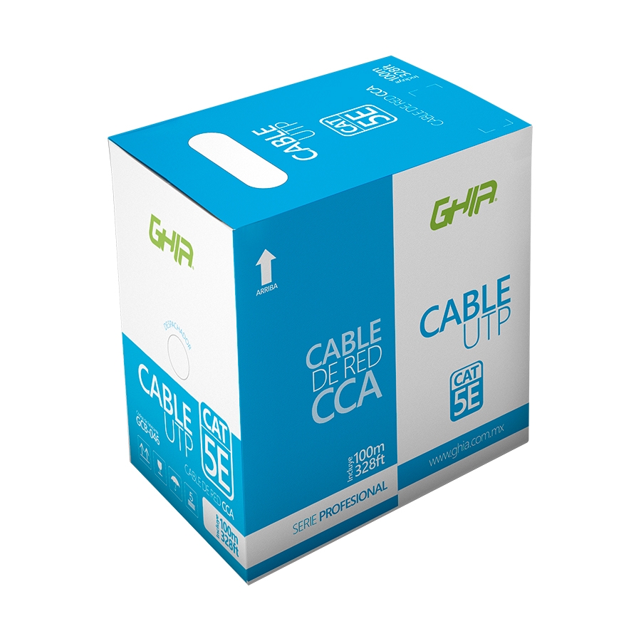 Bobina De Cable Utp Cat5E Ghia Cca Blanco 100M 24 Awg 328Ft Certificacion Ce / Rohs