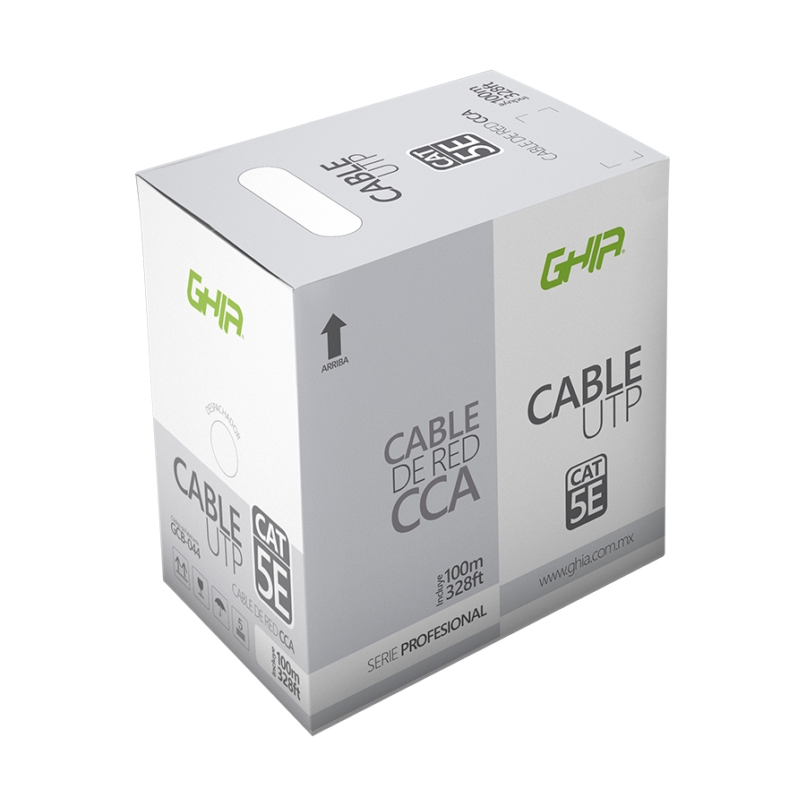 Bobina De Cable Utp Cat5E Ghia Cca Gris 100M 24 Awg 328Ft Certificacion Ce / Rohs