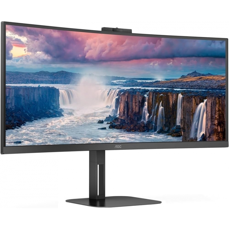 Monitor Curvo Aoc 34 Panel Va / Frecuencia 100Hz / T.D.R  4 Ms / Flicker Free / Low Blue Light / Color Negro/ Hdmi / Vga / Displayport / Aspecto 21:9 / Resolucion 3440 X 1440 / Brillo 300 Cd/M2