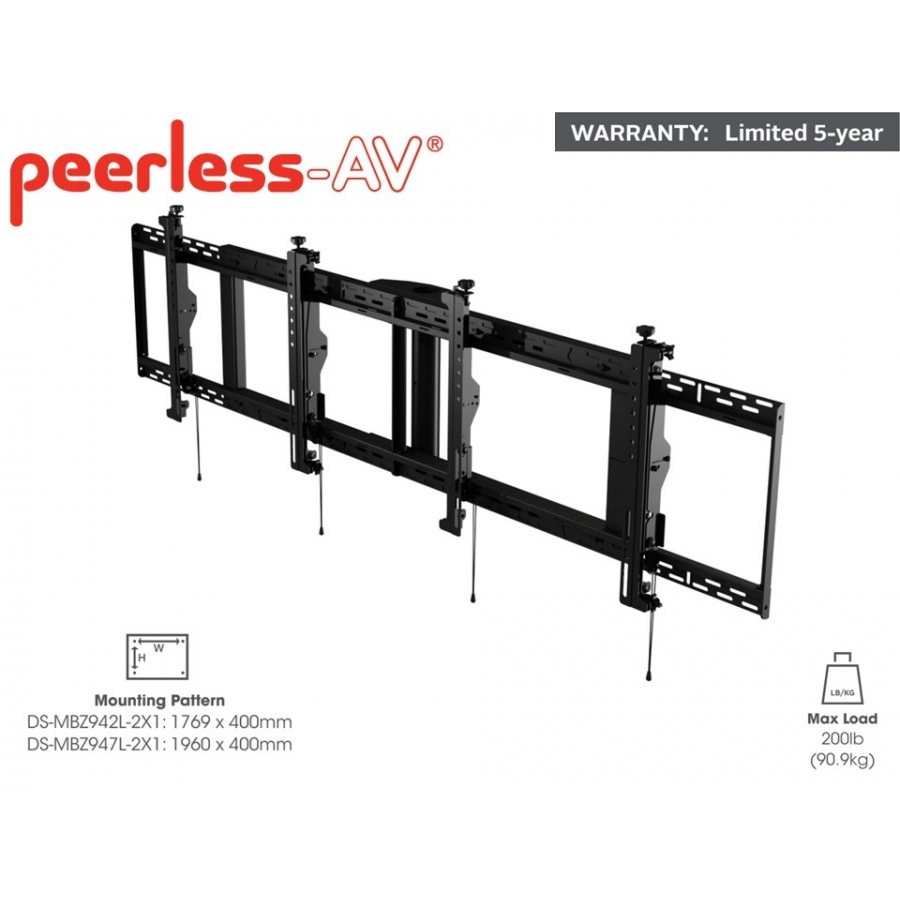 Soporte De Cielorraso Para Menú Digital Smartmount Con Ajuste De 8 Puntos: Horizontal Configuración 2 X 1 Para Pantallas De 46 A 48