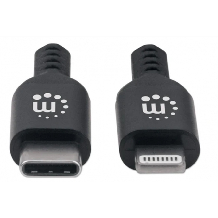 Cable Lightning,Manhattan,394192, A Usb-C 0.5M, Negro