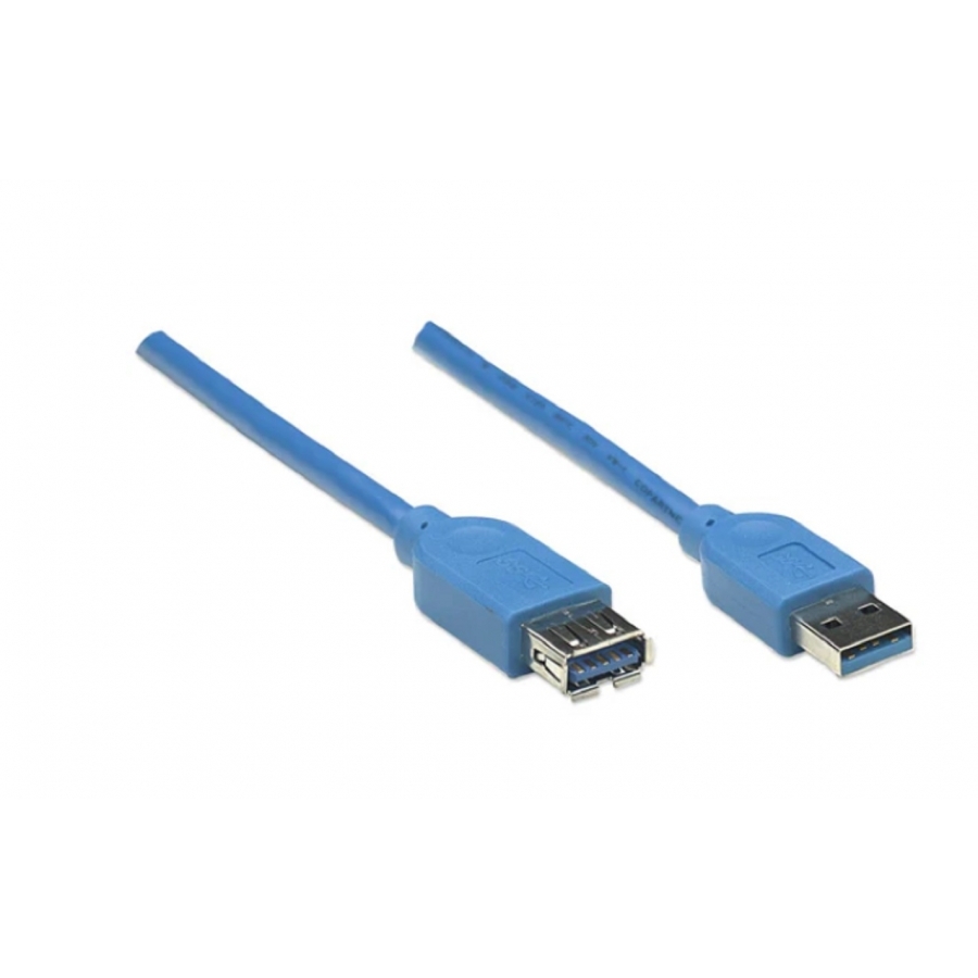 Cable Usb,Manhattan,322447, V3.2 Ext. Tipo A  3.0M Azul, 5 G