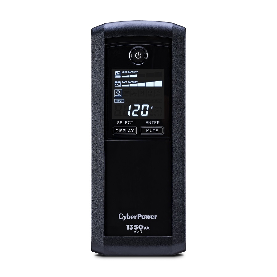 No Break Cyberpower Cp1350Avrlcd 1350 Va/ 815 Watts, Interactivo, Torre, 10 Nema 5-15R, 5 Respaldo Y 5 Supresin, 3 Años De Garanta, Incluyendo Batera.