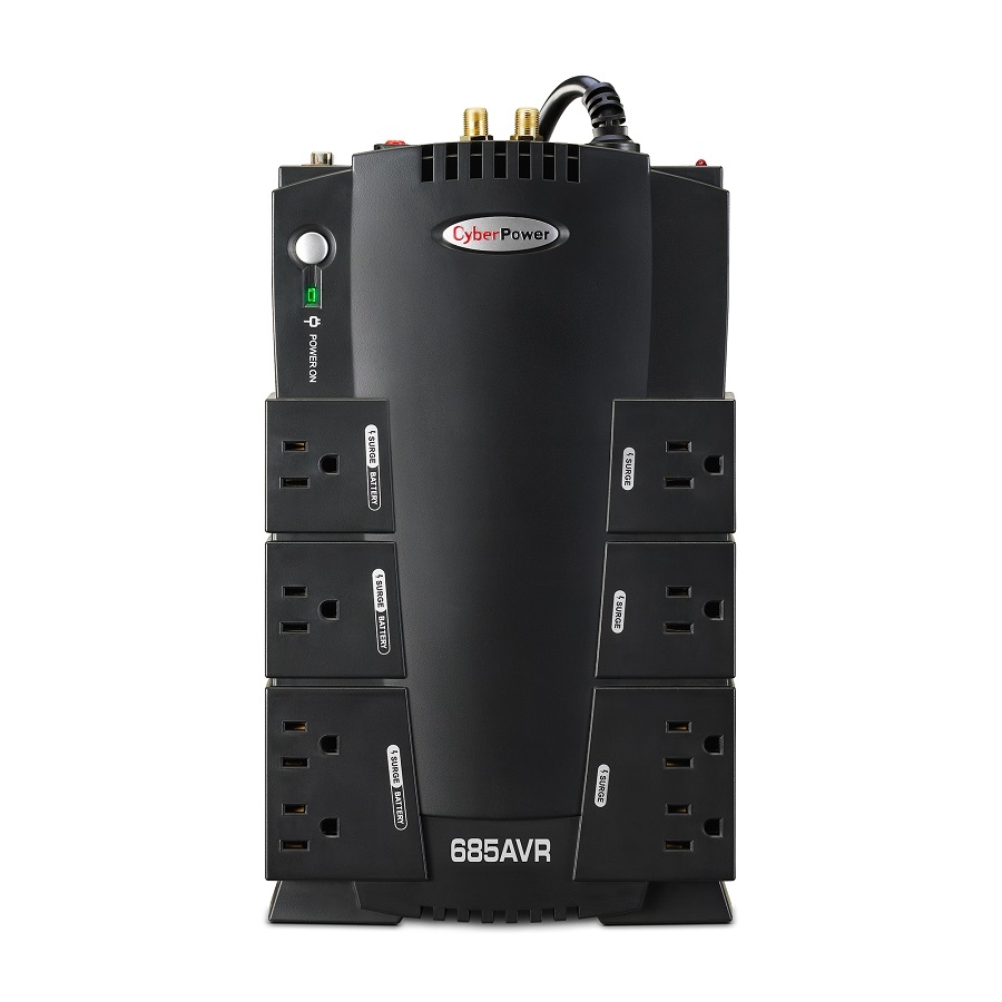 No Break Cyberpower Cp685Avr 685Va/ 390 Watts, Interactivo,Torre, 8 Nema 5-15R, 4 Respaldo Y 4 Supresin, 3 Años De Garanta, Incluyendo Batera.