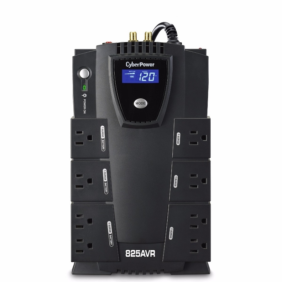 No Break Cyberpower Cp825Avrlcd 825Va/ 450 Watts, Interactivo, Torre, 8 Nema 5-15R, 4 Respaldo Y 4 Supresin, 3 Años De Garanta, Incluyendo Batera.