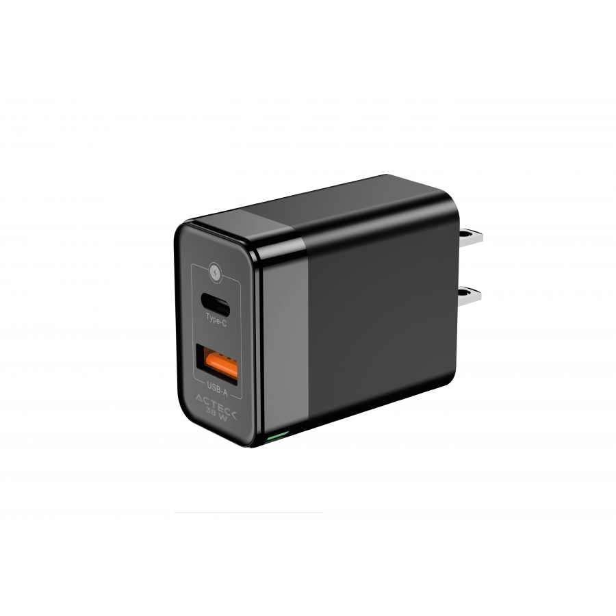 Cargador De Pared Acteck Energon Plus Cp440 / 40 W / Carga Dp / Carga Rapida / Usb C+ Usb A / Garantia 1 Año / Negro / Ac-935562