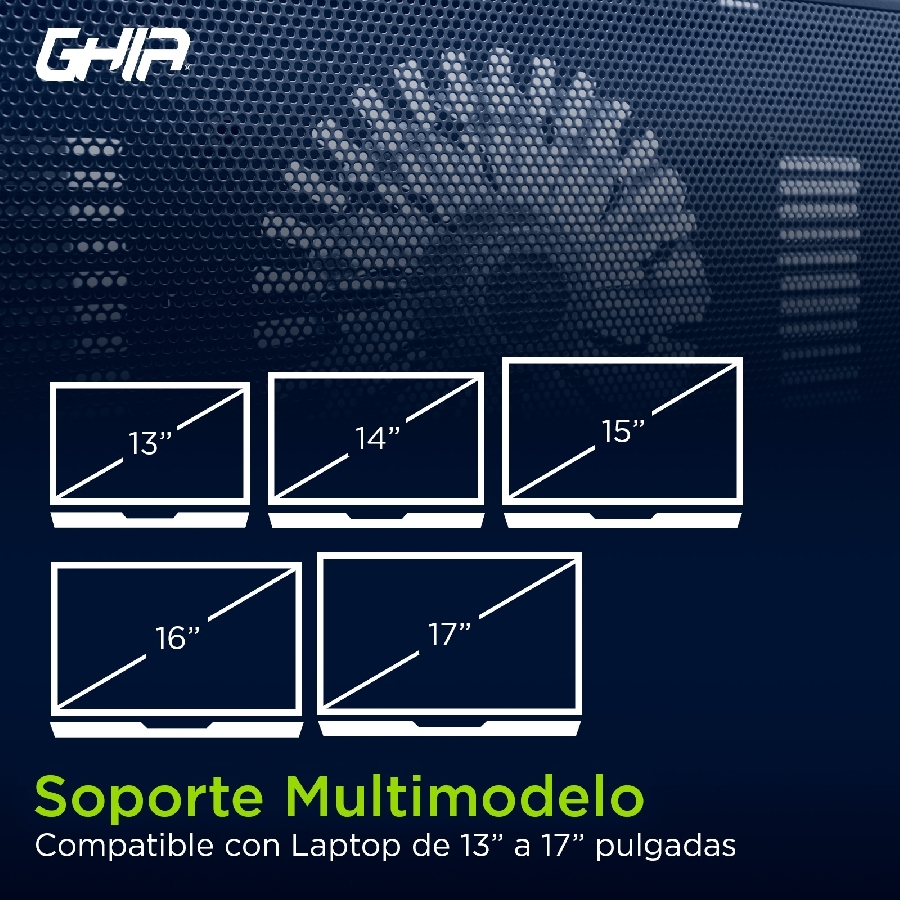Base Enfriadora Ghia / Para Laptop / Con Ventilador Y Luz Led / Usb