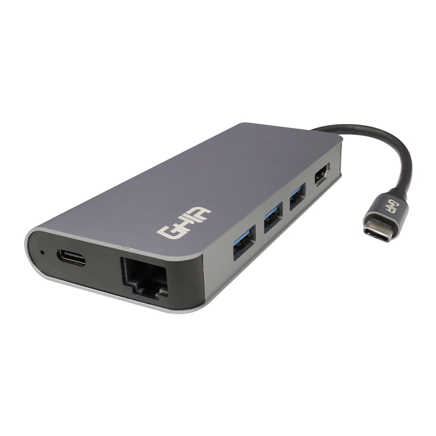 Adaptador Multipuerto / Docking Station 8 En 1 Ghia Usb 3.1 De Tipo C A Hdmi/Rj45/Usb 3.1 3/Micro Sd/ Memoria Sd / C Pd