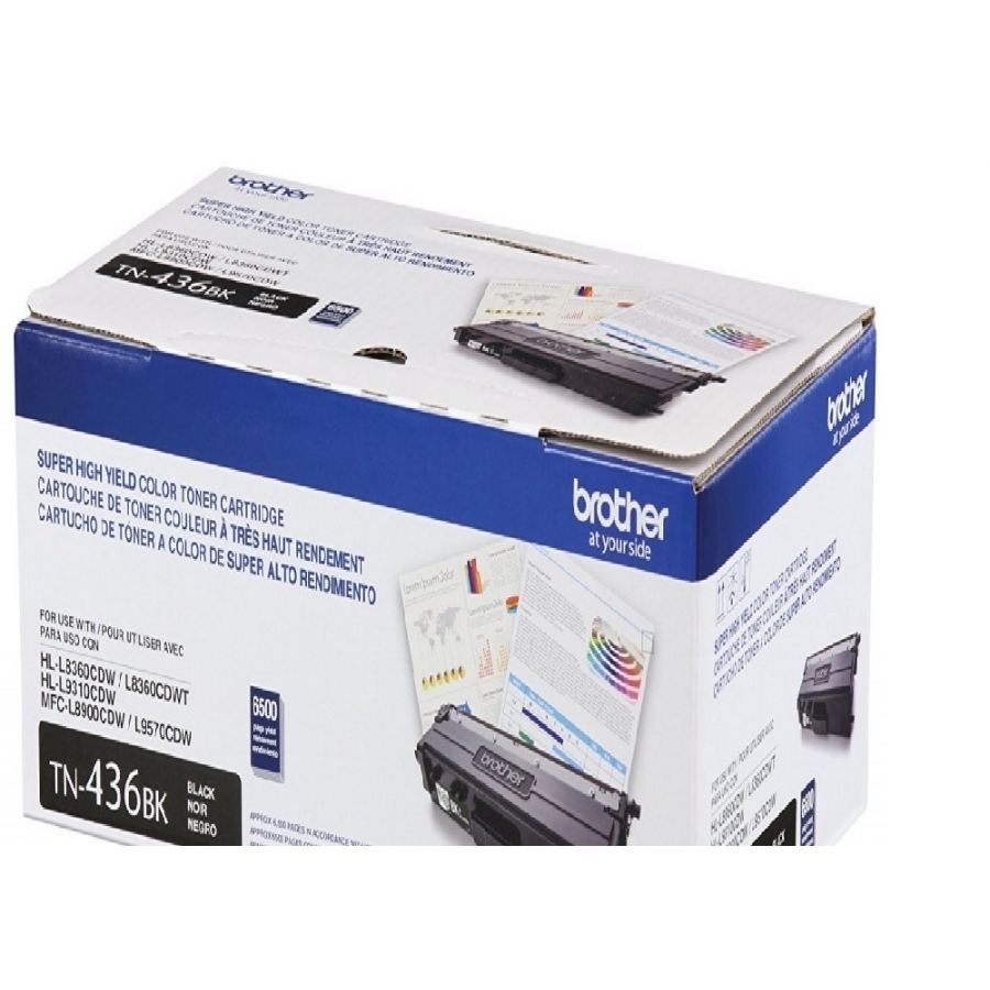 Toner Brother Negro Tn436Bk Para Rendimiento De 6500 Paginas Al 5 Por Ciento De Cobertura