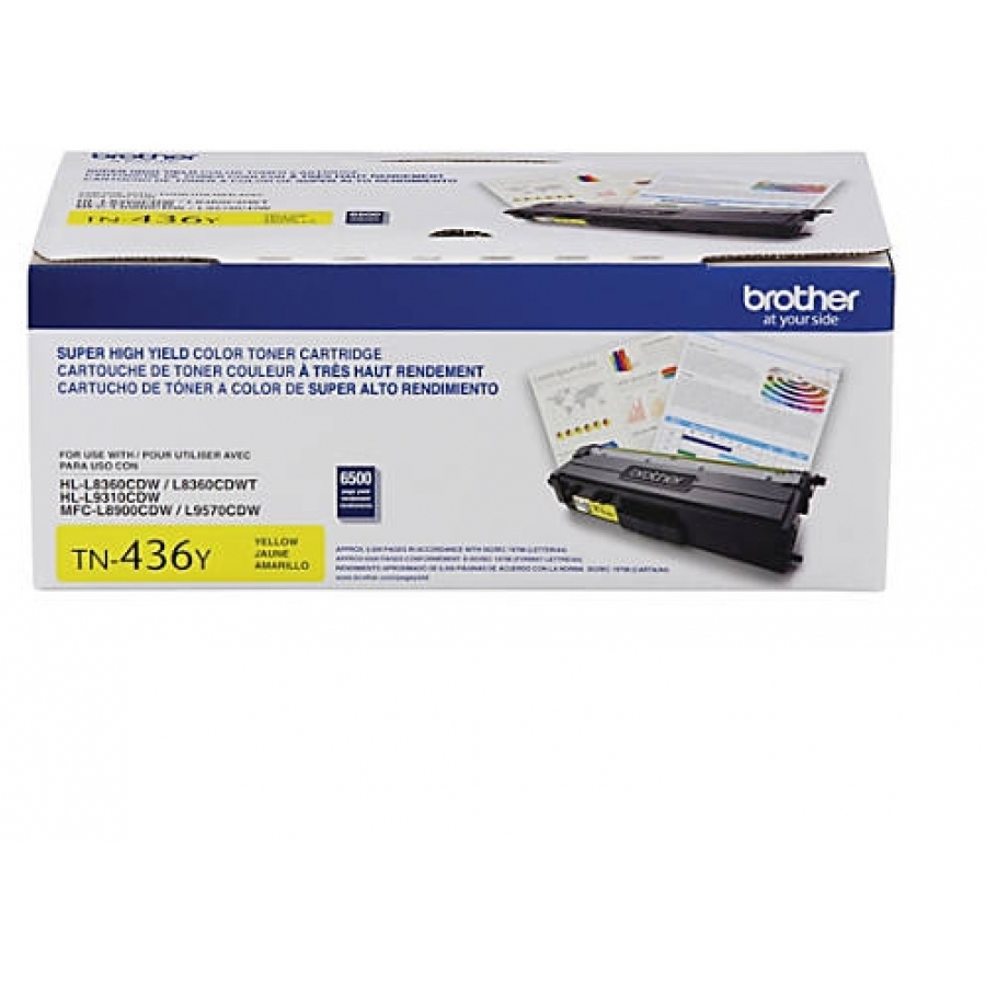 Toner Brother Amarillo Tn436Y Para Rendimiento De 6500 Paginas Al 5 Por Ciento De Cobertura