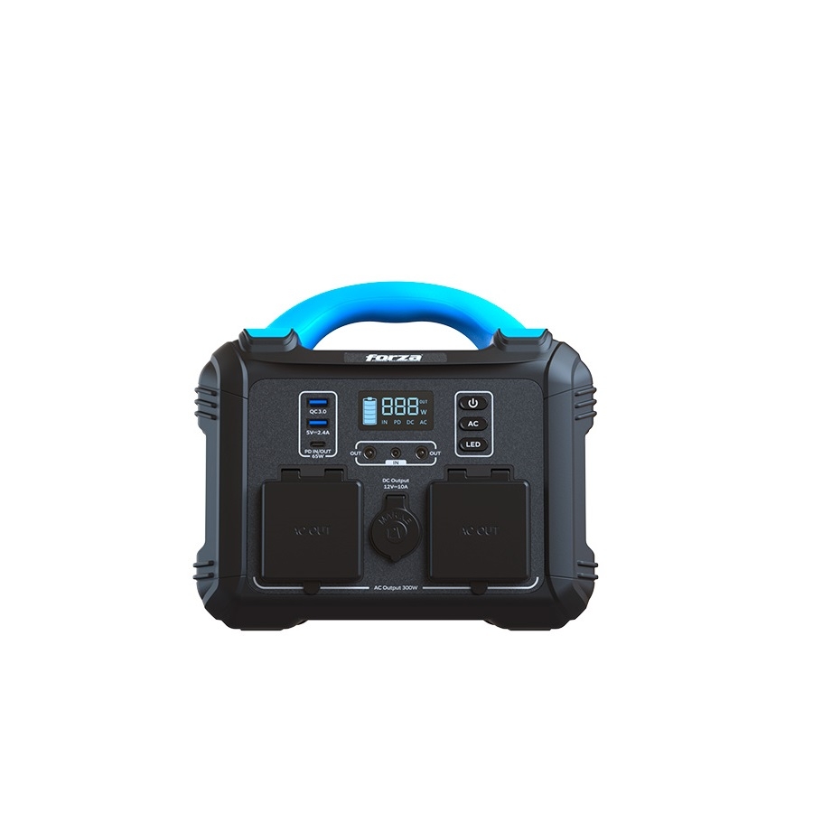 Generador Electrico De Baterias Lmfp  Portatil Forza Serie Titan Fpp-T300 300W 8 Salidas 2Ac/6Dc 2 Pantalla Lcd Panel De Control Integrado Lampara Led Carga Rapida En 2 Horas