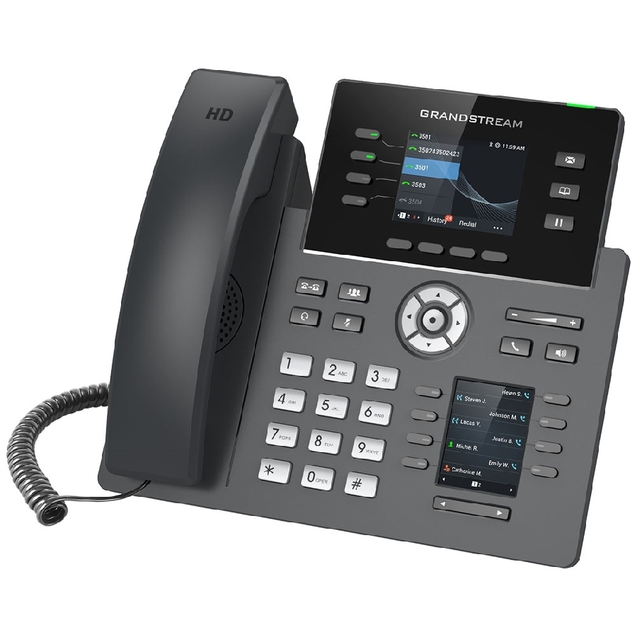 Telefono Ip Grandstream Grp2614/ 4 Cuentas Sip 4 Lineas Pantallas Duales Lcd A Color Bluetooth Wifi 2 Puertos 10/100/1000 Soporta Ehs Soporta Poe E Incluye Eliminador