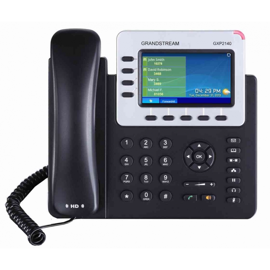 Telefono Ip Grandstream Gxp2140 / 4 Cuentas Sip 4 Lineas 2 Puertos Gigabit Bluetooth Conector Rj9 Compatible Con Ehs Y Modulo De Expansion Pantalla Lcd A Color Soporta Poe E Incluye Eliminador