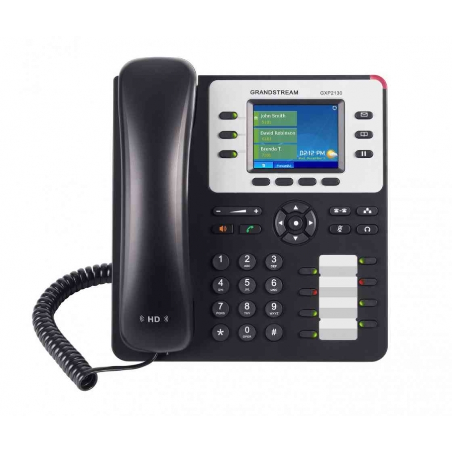 Telefono Ip Grandstream Gxp2130 / 3 Cuentas Sip 3 Lineas 2 Puertos Gigabit Bluetooth 8 Teclas Blf Conector Rj9 Compatible Con Ehs Pantalla Lcd A Color Soporta Poe E Incluye Eliminador