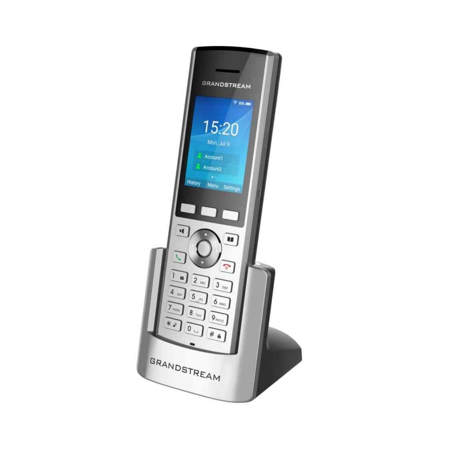 Telefono Ip Wifi Grandstream Wp820/2 Cuentas Sip 2 Lineas Pantalla A Color Bluetooth Boton Push To Talk Conector Micro Usb 3.5 Mm Plata
