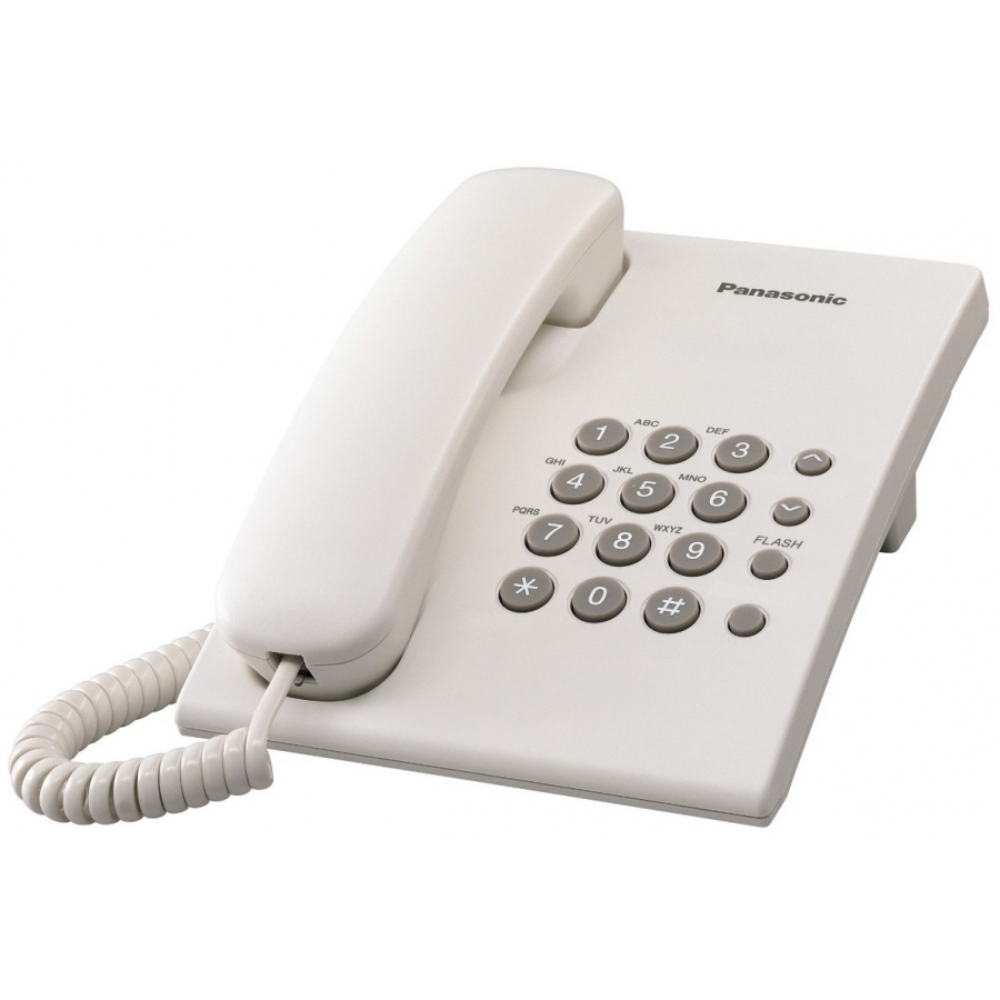 Telefono Panasonic Kx-Ts500Mew Alambrico Basico Unilinea Sin Memorias Control De Volumen 4 Niveles Remarcacion Ultimo Numero Blanco
