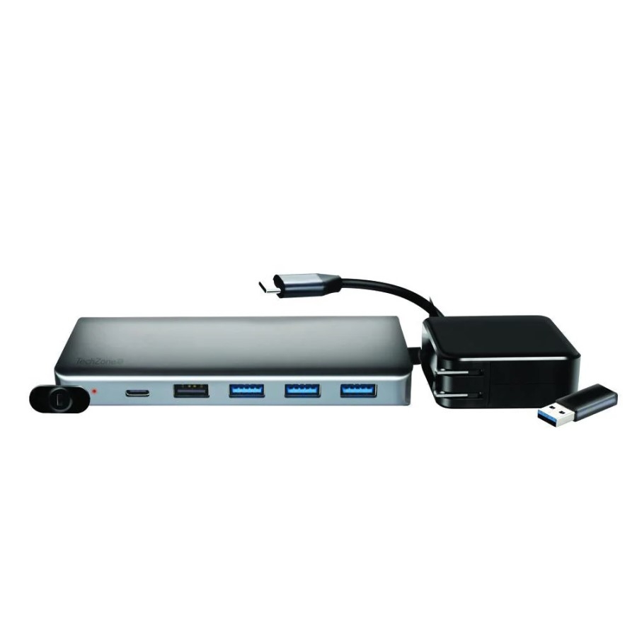 Docking Station Techzone Tzdsc02 Adaptador Multipuerto Usb 3.0 Hdmi Vga ,2Ptos Tipo C