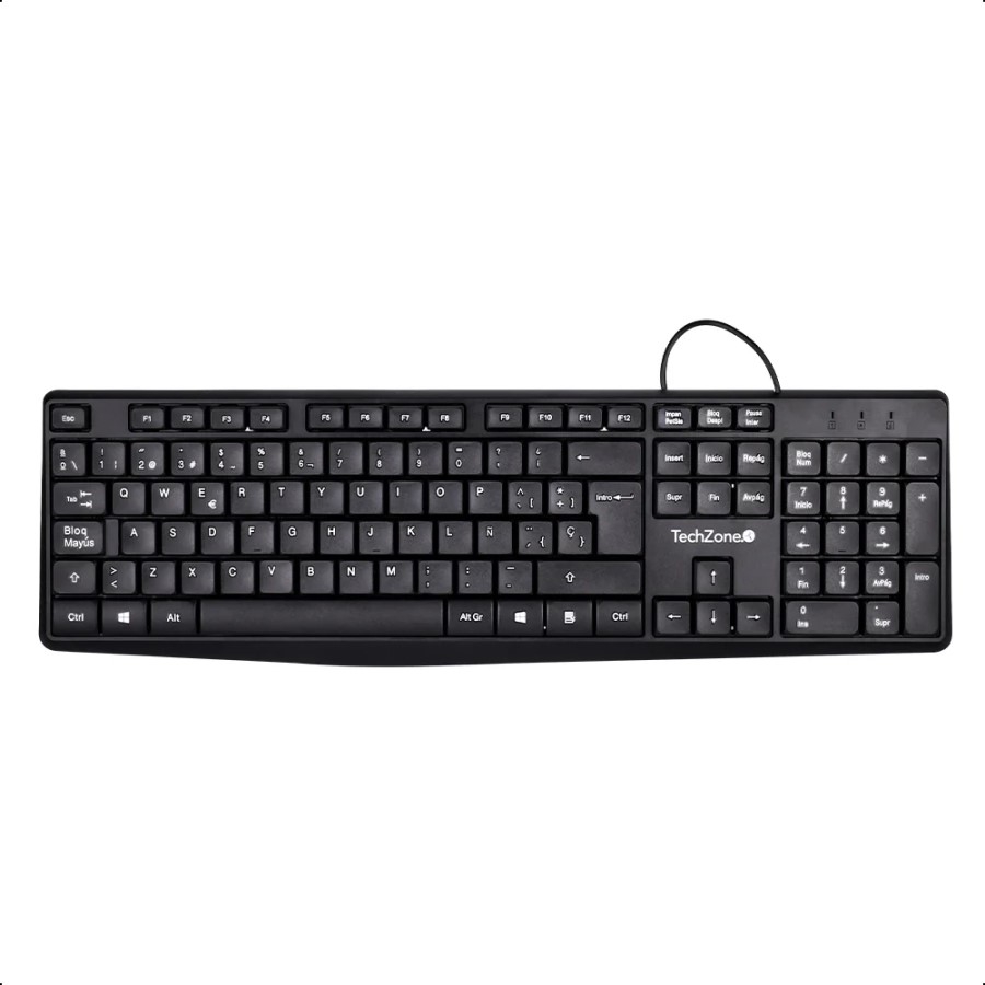 Teclado Techzone Tzactca04 Alambrico Standard Usb Ergonomico Negro
