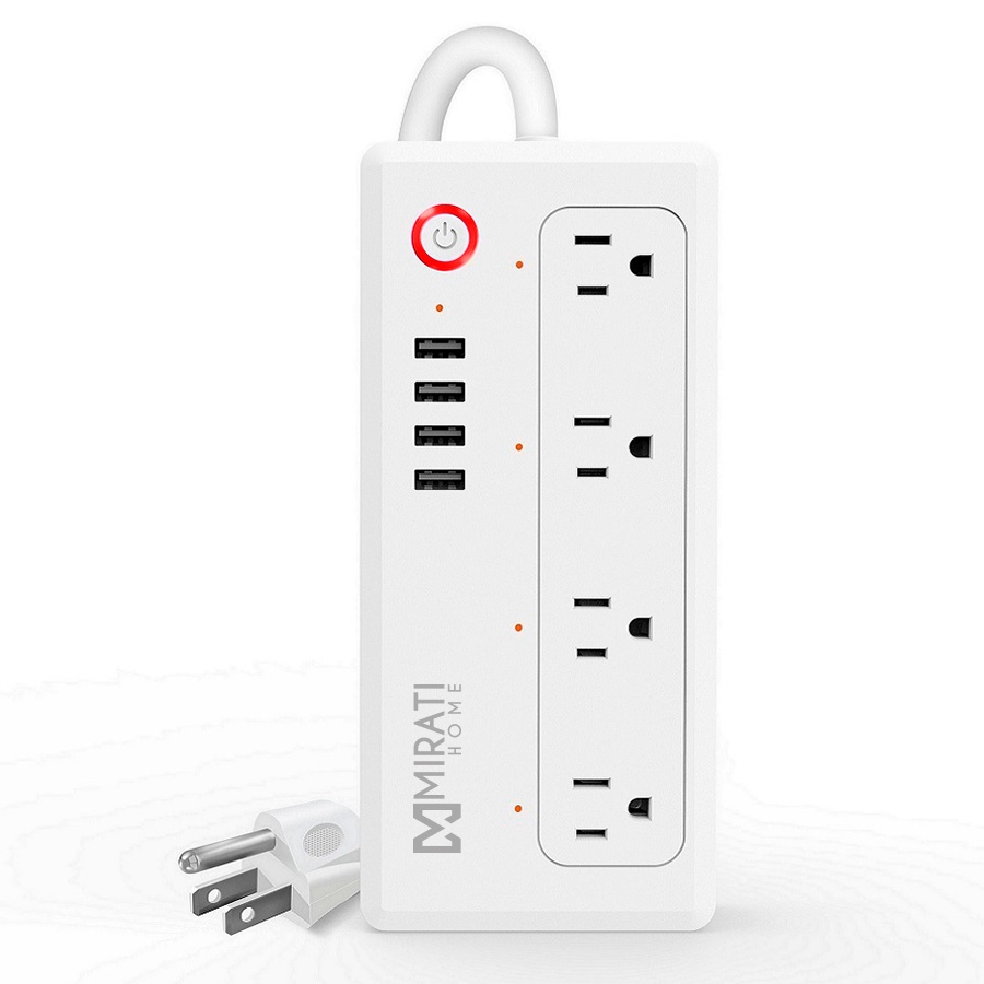 Multicontacto Inteligente Mirati 4 Sockets/4Usb/Led Indicador/Wifi 2.4 Ghz/100 - 240 V/1800 W/ Blanco