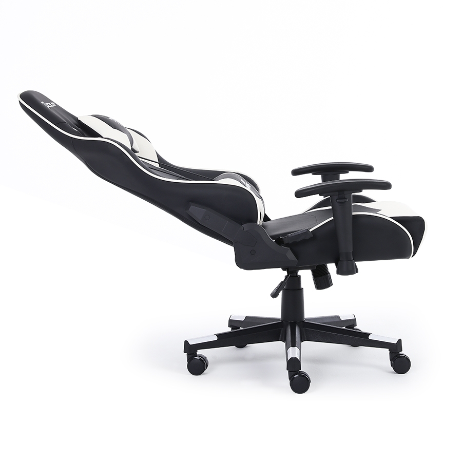 Silla Ocelot Gaming Osb-04 / Vinipiel / Base Nylon Ajustable / Descansabrazos 2D / Piston Clase 4 / Reclinable 90-155 Grados / Hasta 150Kg / Cojines Lumbar Y Cervical / Color Negro Con Blanco