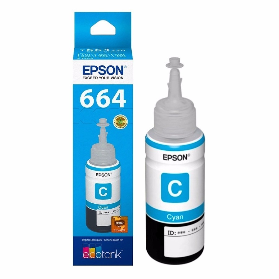 Cartucho Epson Modelo 664 Cyan, Para L110, L200, L210, L350, L355, L555, L300, L1300