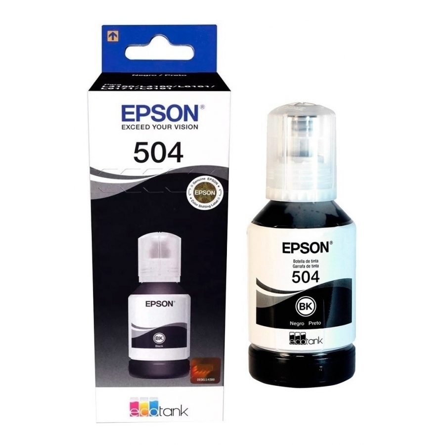 Cartucho Epson Modelo T504 Negro, Para L4150, L4160, L6161, L6171, L6191