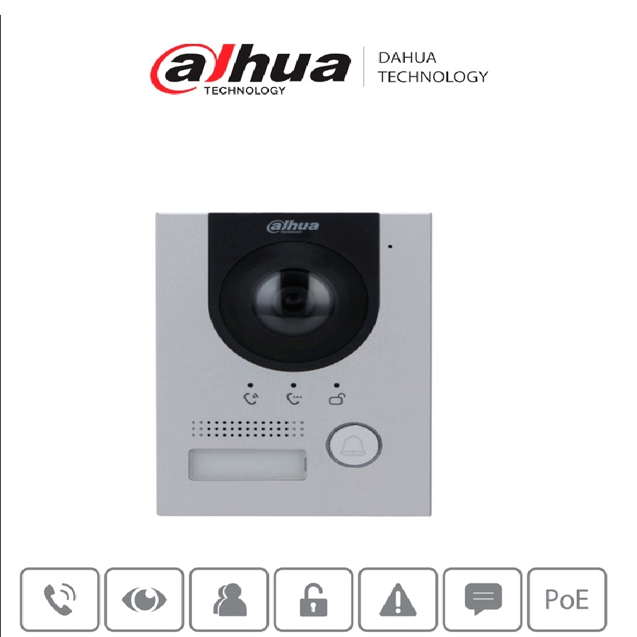 Control De Acceso/Dahua/Vto2202Fp/Frente De Calle Para Videoportero Ip/ Metálico/ Cámara De 2 Megapíxeles Con 160 Grados De Apertura/ Protección Ik07/ Exterior Ip65/ Visión Nocturna/ Poe/ Indicador D