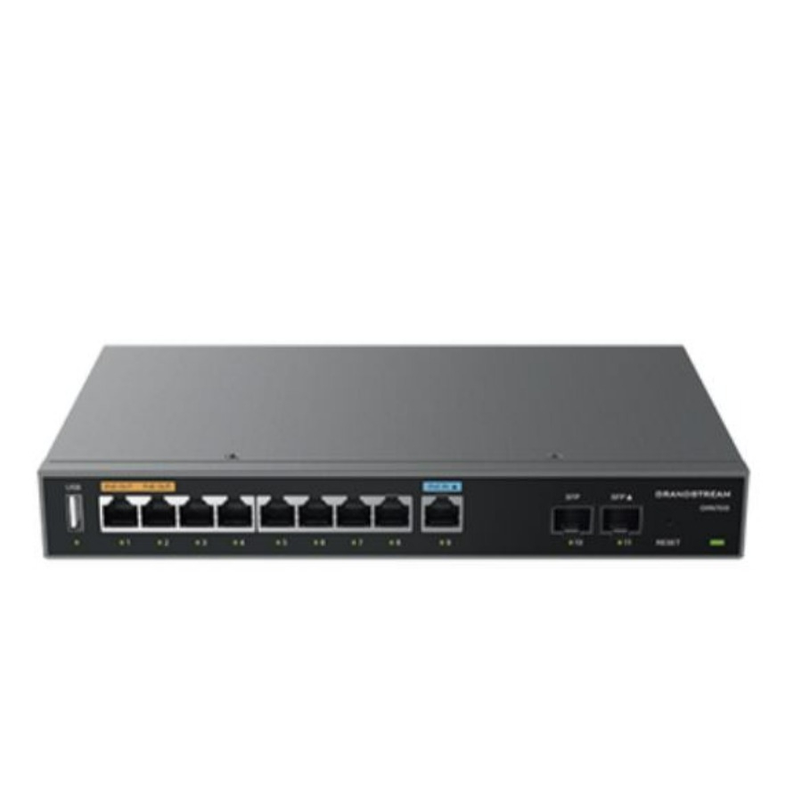 Router Grandstream Gwn7003/ Gigabit Vpn Balanceador De Cargas 60,000 Sesiones Nat 9 Puertos 10/100/1000 Mbps 2 Puertos Sfp Wan/Lan 1 Puerto Entrada Poeaf/At 2 Puertos Salida Poe Af/At Co