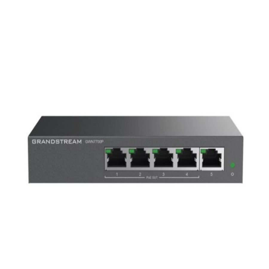 Switch Grandstream Gwn7700P Gigabit No Administrable / 5 Puertos 10/100/1000 4 Puertos Poe Hasta 30 W En Cada Puerto De Metal