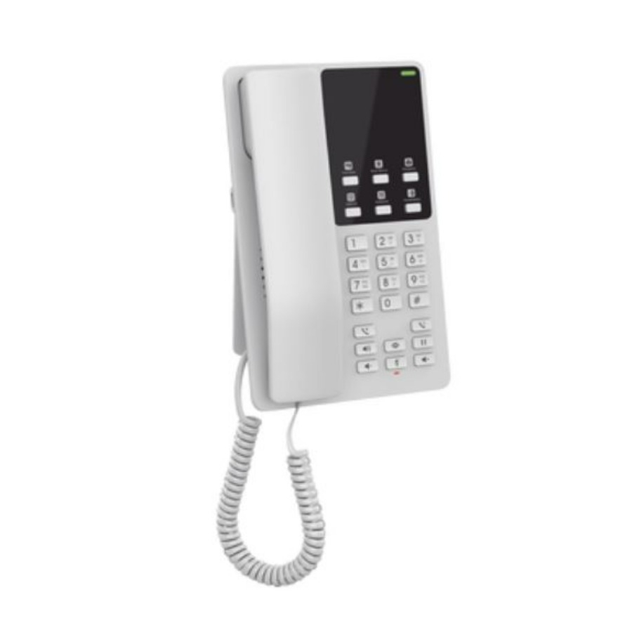 Telfono Ip Grandstream Ghp620W / Telefono Hotelero Wifi, 2 Cuentas Sip, 2 Lneas, Conferencia 3 Vias, 1 Puerto 100Mbps, 6 Teclas Marcacion Rpida, Color Blanco