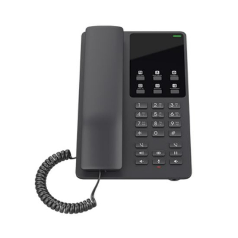 Telefono Grandstream Ghp621W / Telefono Hotelero Wifi, 2 Cuentas Sip, 2 Lneas, Conferencia 3 Vias, 1 Puerto 100Mbps, 6 Teclas Marcacion Rpida, Color Negro.
