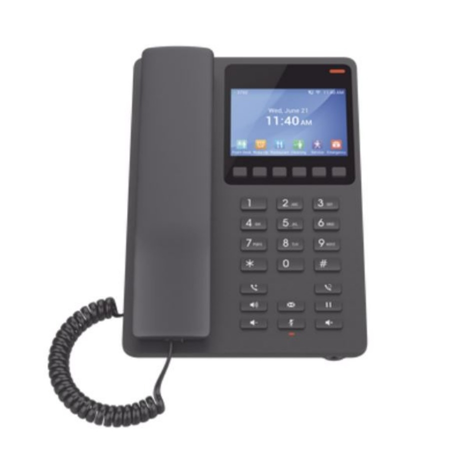 Teléfono Ip Grandstream Ghp631W / Teléfono Wifi Hotelero Con Pantalla Lcd A Color, 2 Líneas Sip Con 2 Cuentas, Codec Opus, Ipv4/Ipv6, Color Negro, Con Gestión En La Nube Gdms