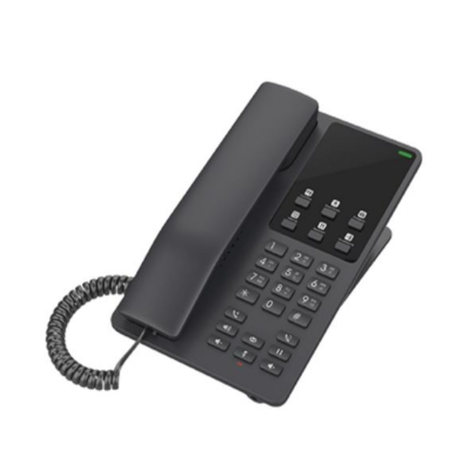 Telefono Grandstream Ghp621 /  Telefono Hotelero, 2 Cuentas Sip, 2 Líneas, Conferencia 3 Vias, 1 Puerto 100Mbps, 6 Teclas Marcacion Rápida, Color Negro