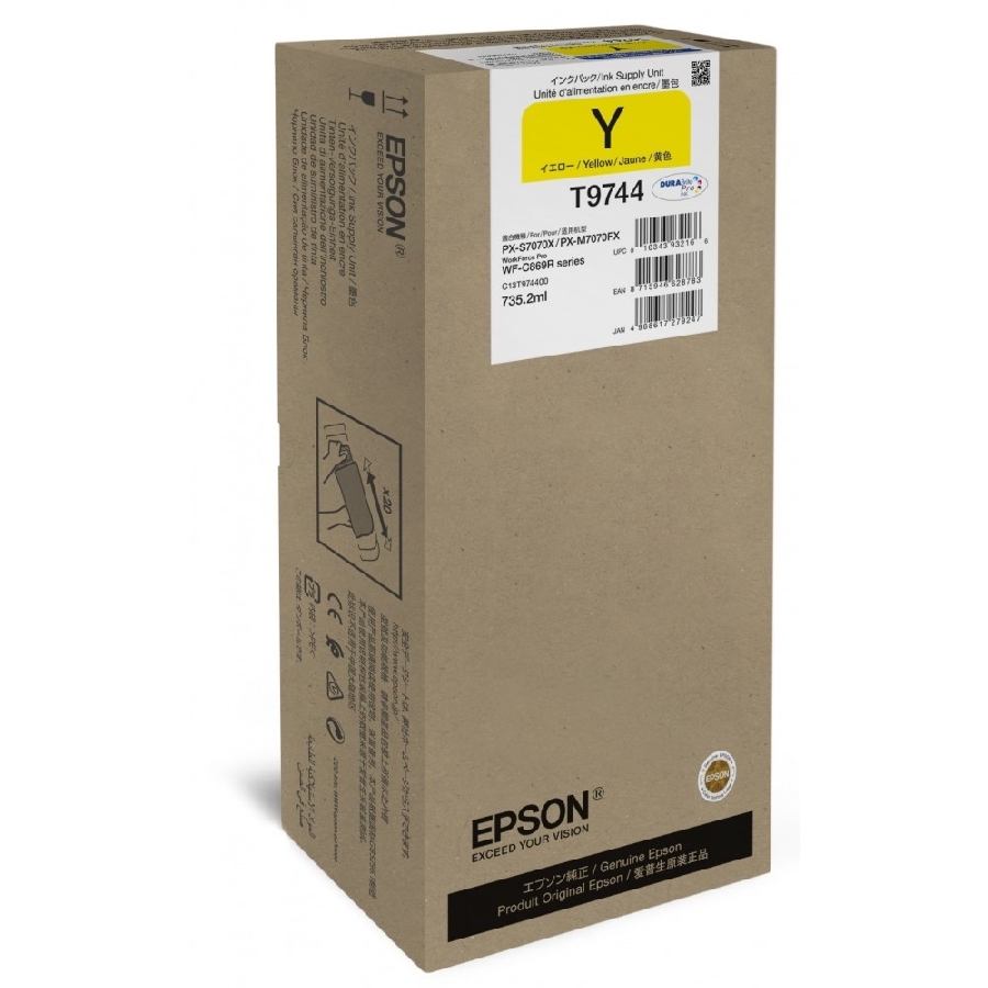 Bolsa De Tinta Epson Modelo T974 Amarillo, Alta Capacidad Para Wf- C869R