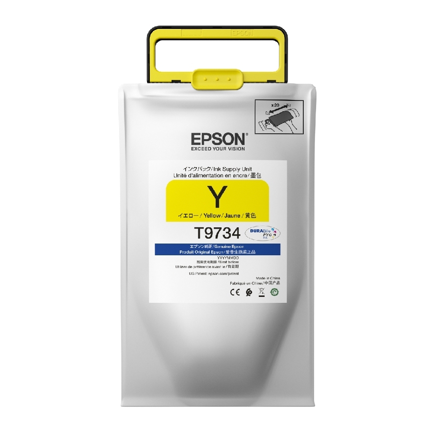Bolsa De Tinta Epson Modelo T973 Amarillo, Para Wf-C869R