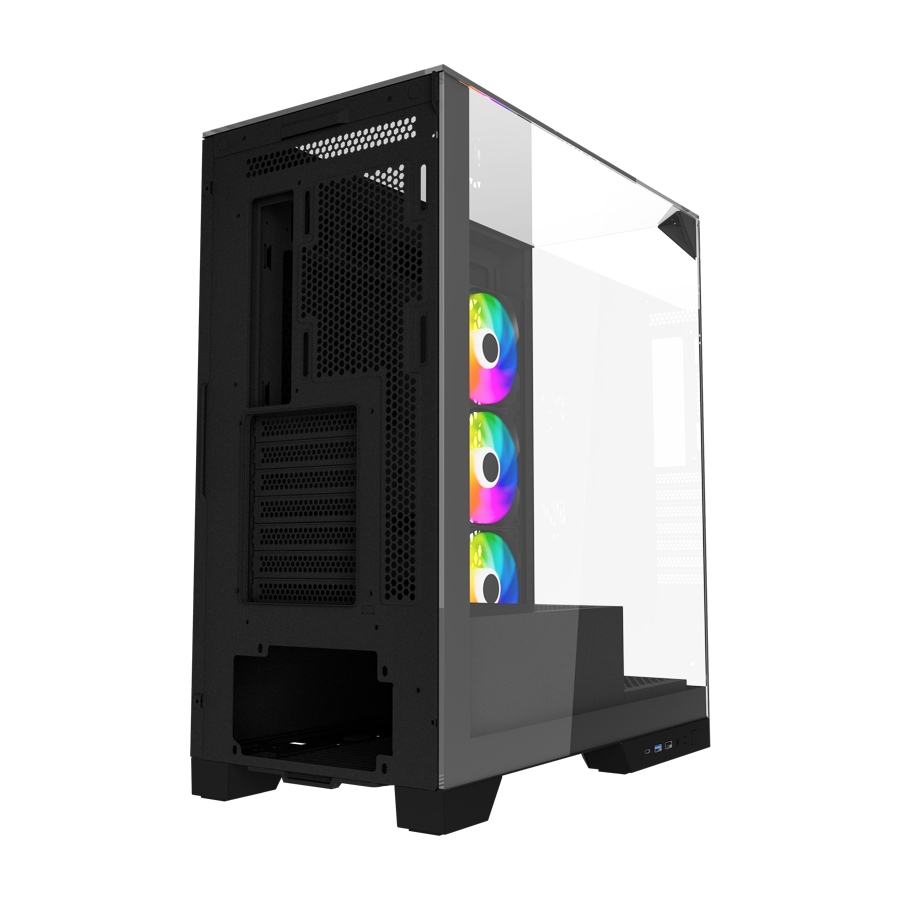 Gabinete Ocelot Gaming Glass Hunter 3 / Mini Tower /Atx, M-Atx, Itx Listo Para Mb Btf / Panel Lateral, Frontal Y Superior De Cristal Templado/ Incluye 3 Ventiladores / Enfriamiento Liquido Hasta 3600Mm / Gpu Hasta 400Mm / Color Negro