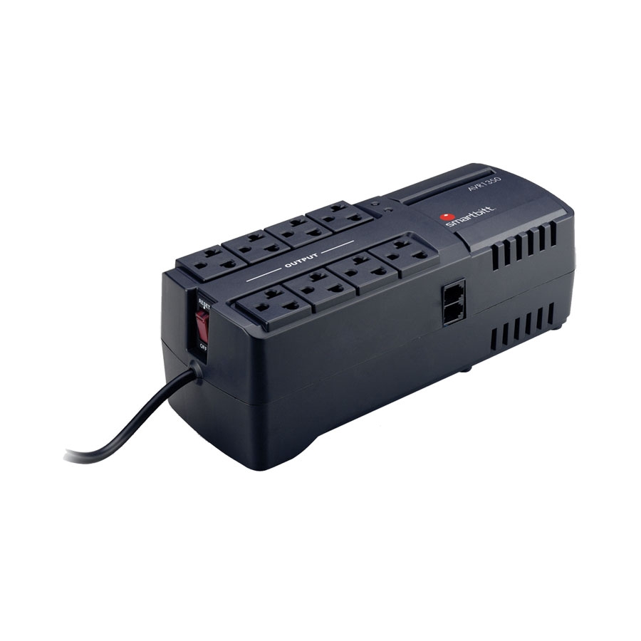 Regulador De Voltaje Smartbitt 2200Va/1100W, 8 Contactos, Proteccin De Lnea Telefnica Rj-11