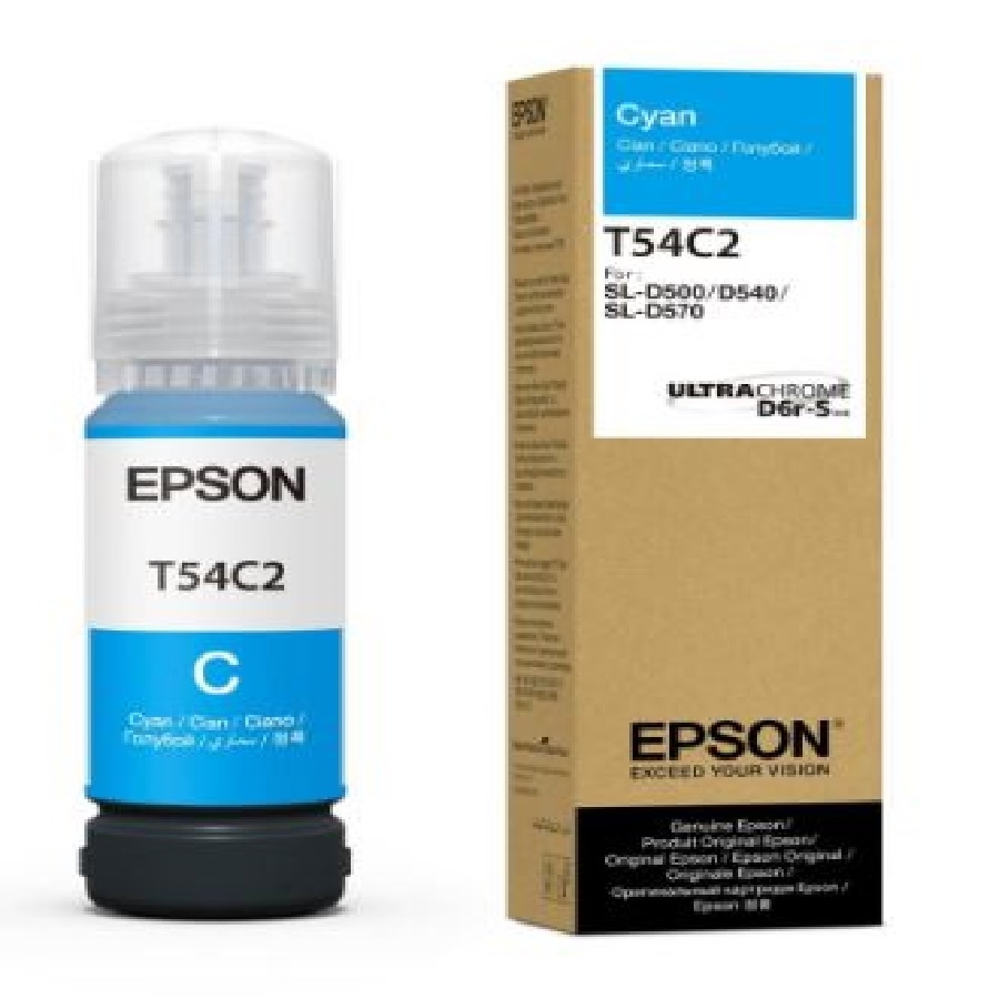 Botella De Tinta Epson Modelo T54C Ultrachrome D6R-S Cyan, Para Plotter D570 (70Ml)