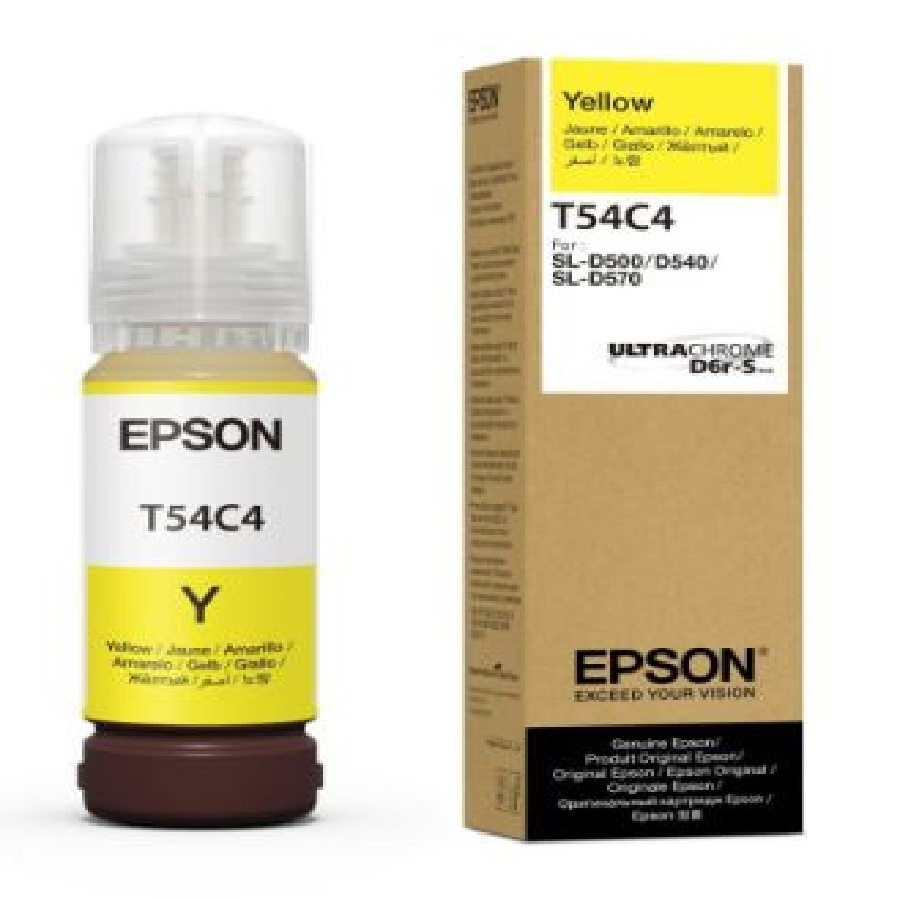 Botella De Tinta Epson Modelo T54C Ultrachrome D6R-S Amarilla, Para Plotter D570 (70Ml)