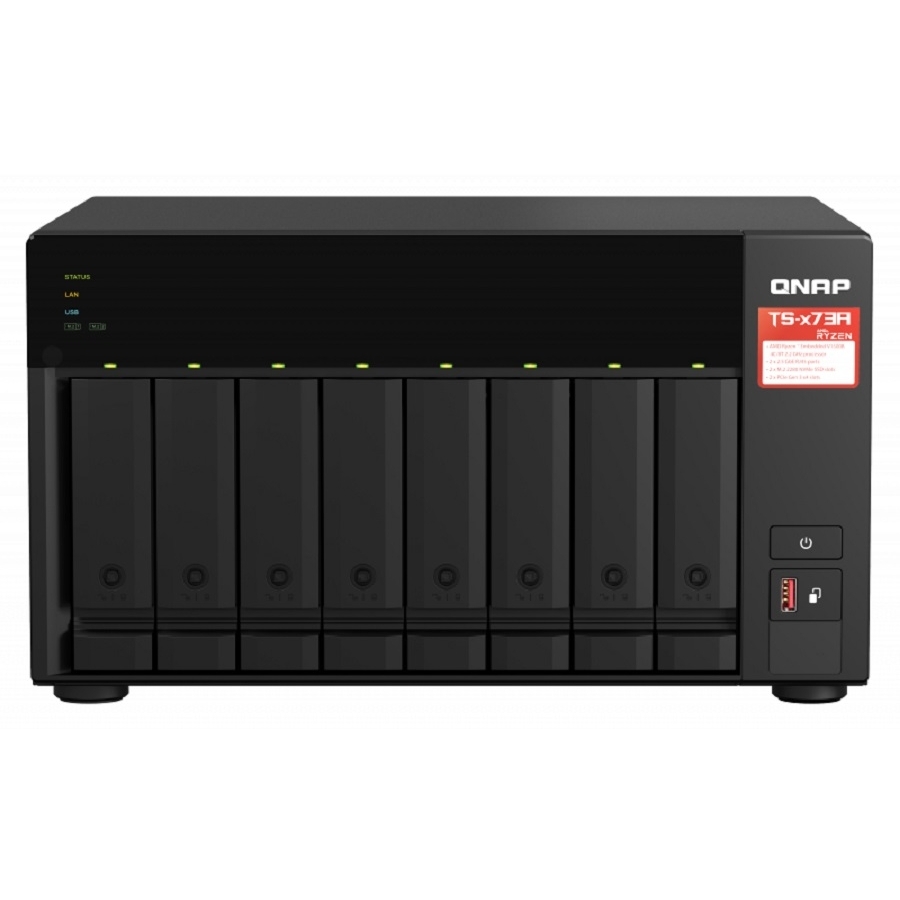 Nas Qnap Ts-873A-8G-Us /8 Bahias Sata De 3,5 /Ncleo Cuadruple 2.2Ghz/ 8Gb Ddr4 Hasta 64 Gb/ Lan 2,5 Gbe X2/ Usb 3.2 X2/Hot Swap/ Soporta M.2 2280/ No Incluye Discos