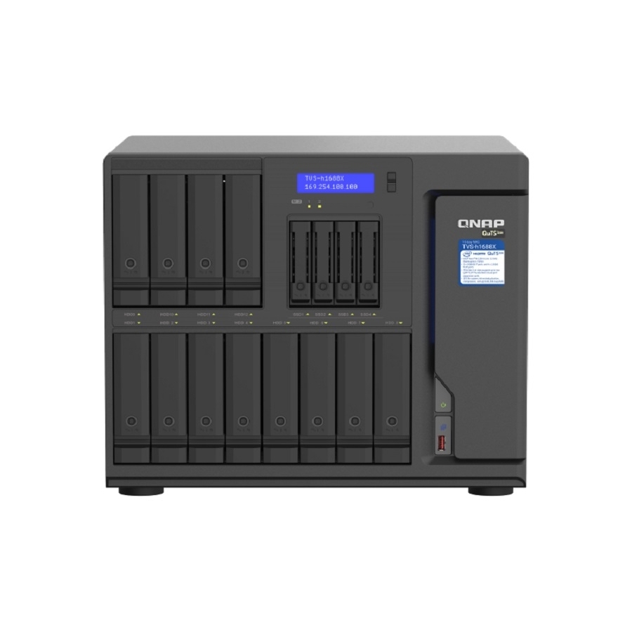 Nas Qnap Tvs-H1688X-W1250-32G/ 16 Bahias /12 De 3,5 4 De 2,5 Ssd/Seis Nucleos 3.3Ghz/32Gb Ddr4 Hasta 128Gb/4 Pto 2,5 Gbe/2 Pto 10 Gbe /Usb 3.2 X2/ Hotswap/ No Incluye Discos/ Intel Xeon