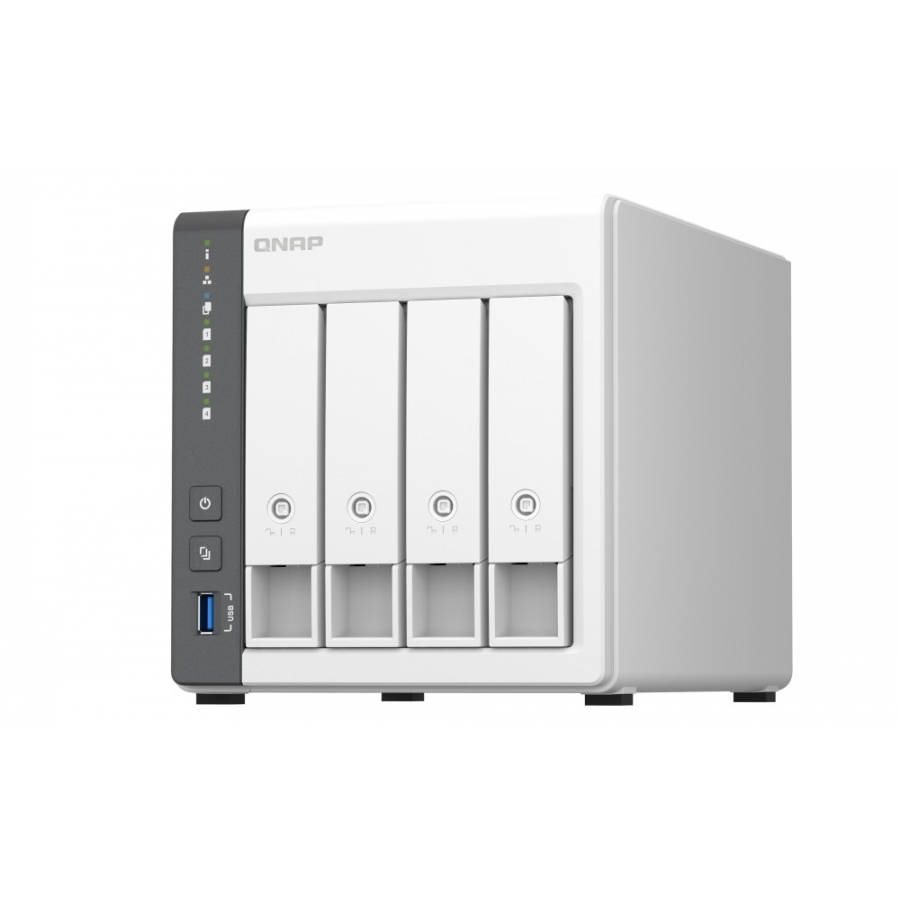 Nas Qnap Ts-433-4G /4 Bahias Nucleo Cuadruple 2.0 Ghz 4Gb Ddr3/1 Lan 2,5 Gbe/ 1 Lan Gbe/Usb 3.2 X1/Sata/Hot-Swap/ Sin Discos/ Arm Cortex A55