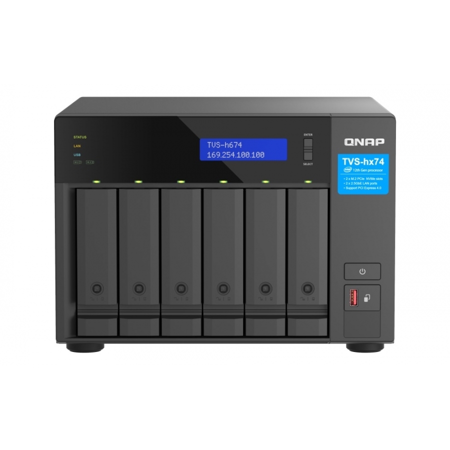 Nas Qnap Tvs-H674-I3-16G-Us/ 6 Bahias Nucleo Cuadruple 3.3Ghz/16Gb Ddr4 Hasta 64Gb/2 Pto 2,5 Gbe/Usb 3.2 X2/ Hotswap/ No Incluye Discos/ Hdmi 1.4B/ Intel Core I3-12100
